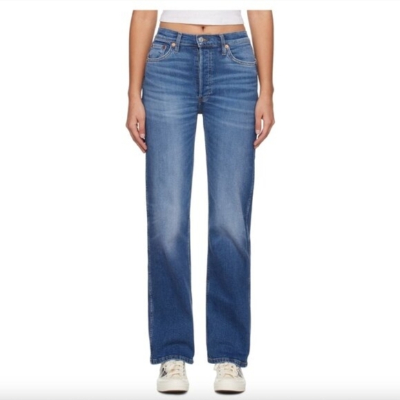 Re/Done Denim - RE/DONE Originals Button Fly High Rise Tapered Leg Strech Tall Jeans Sz 29